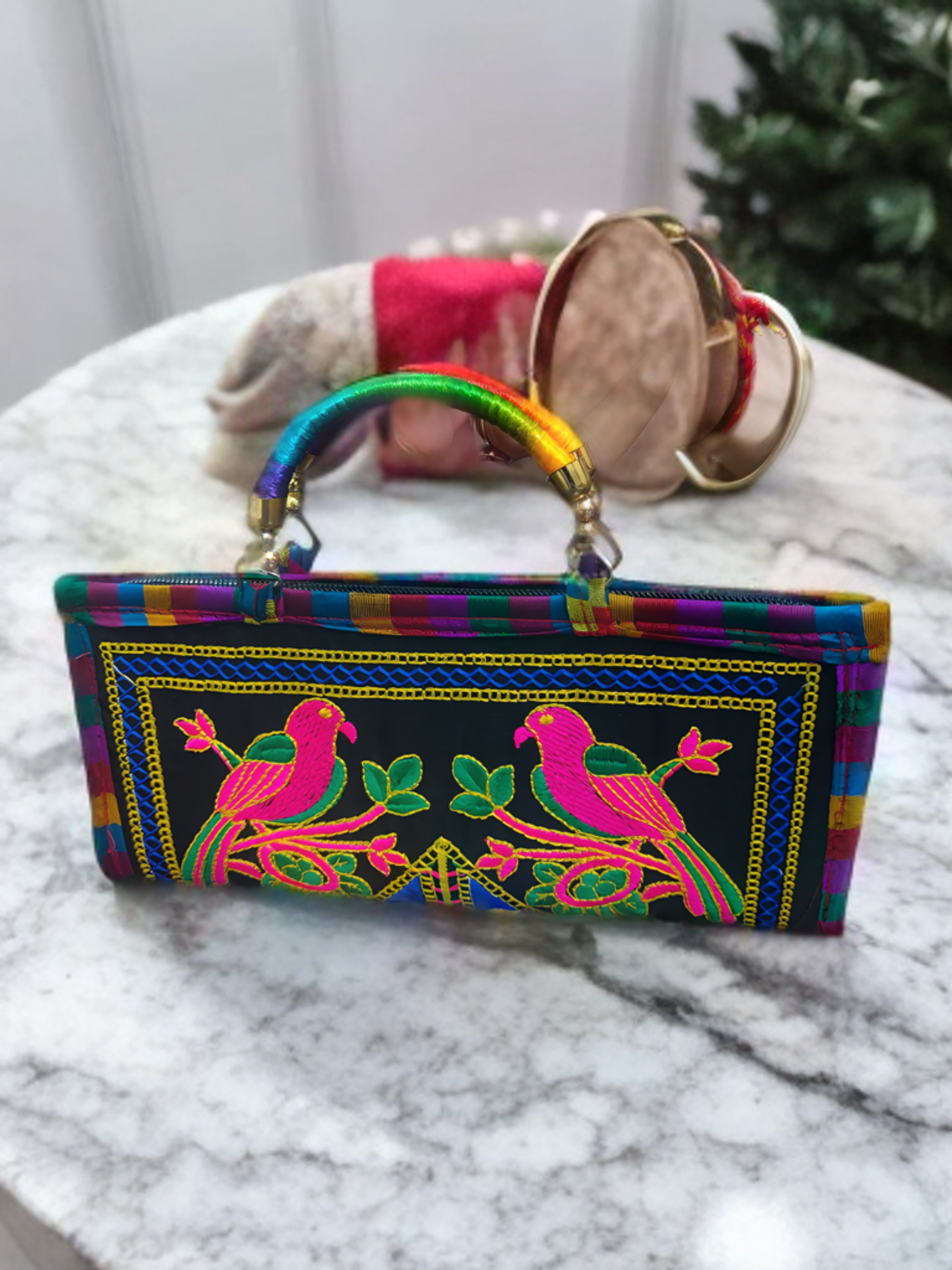 Handcrafted Kutchi Embroidered Clutch Handbag – Vibrance Edition
