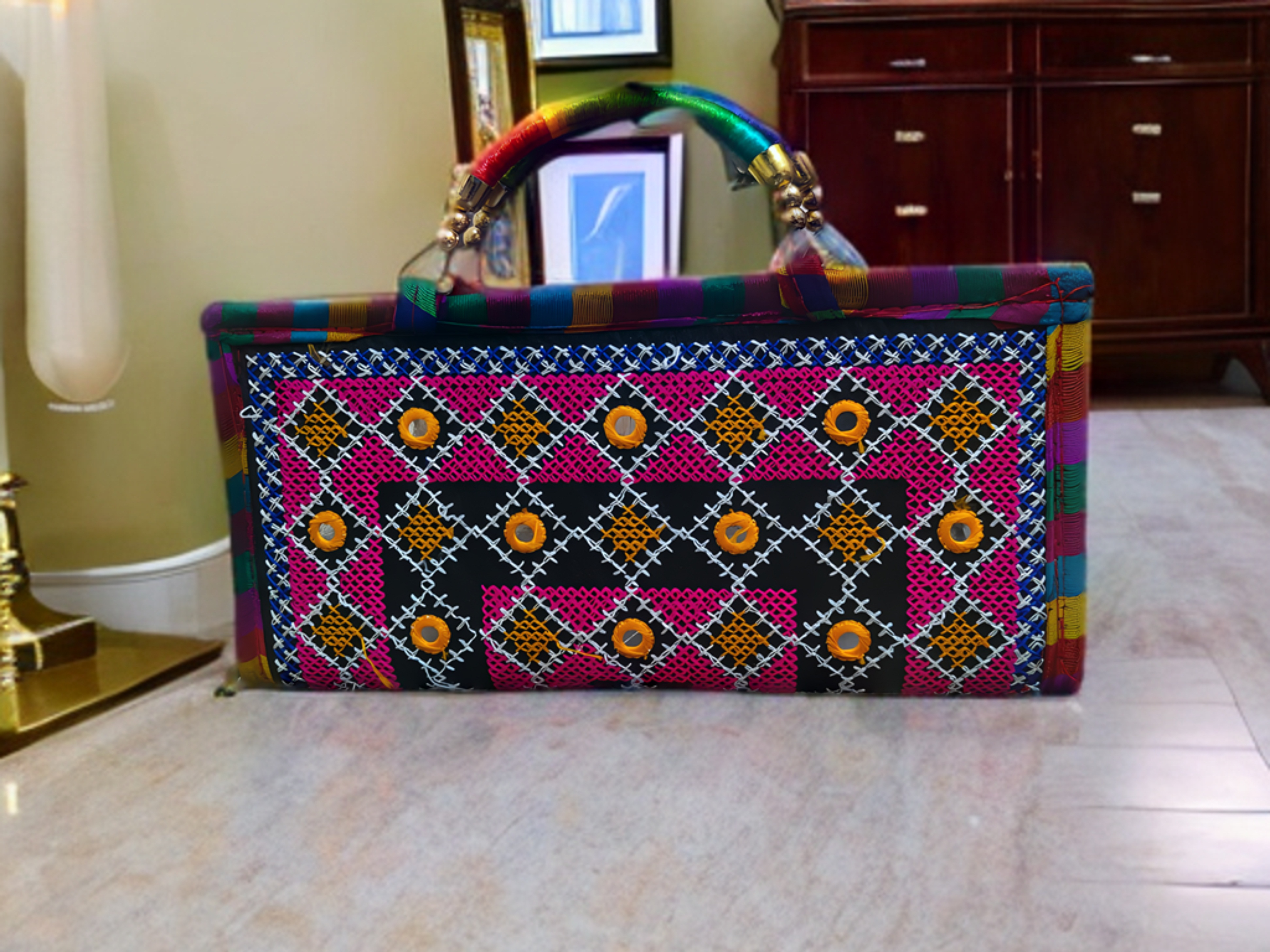 Handcrafted Kutchi Embroidered Clutch Handbag – Vibrance Edition