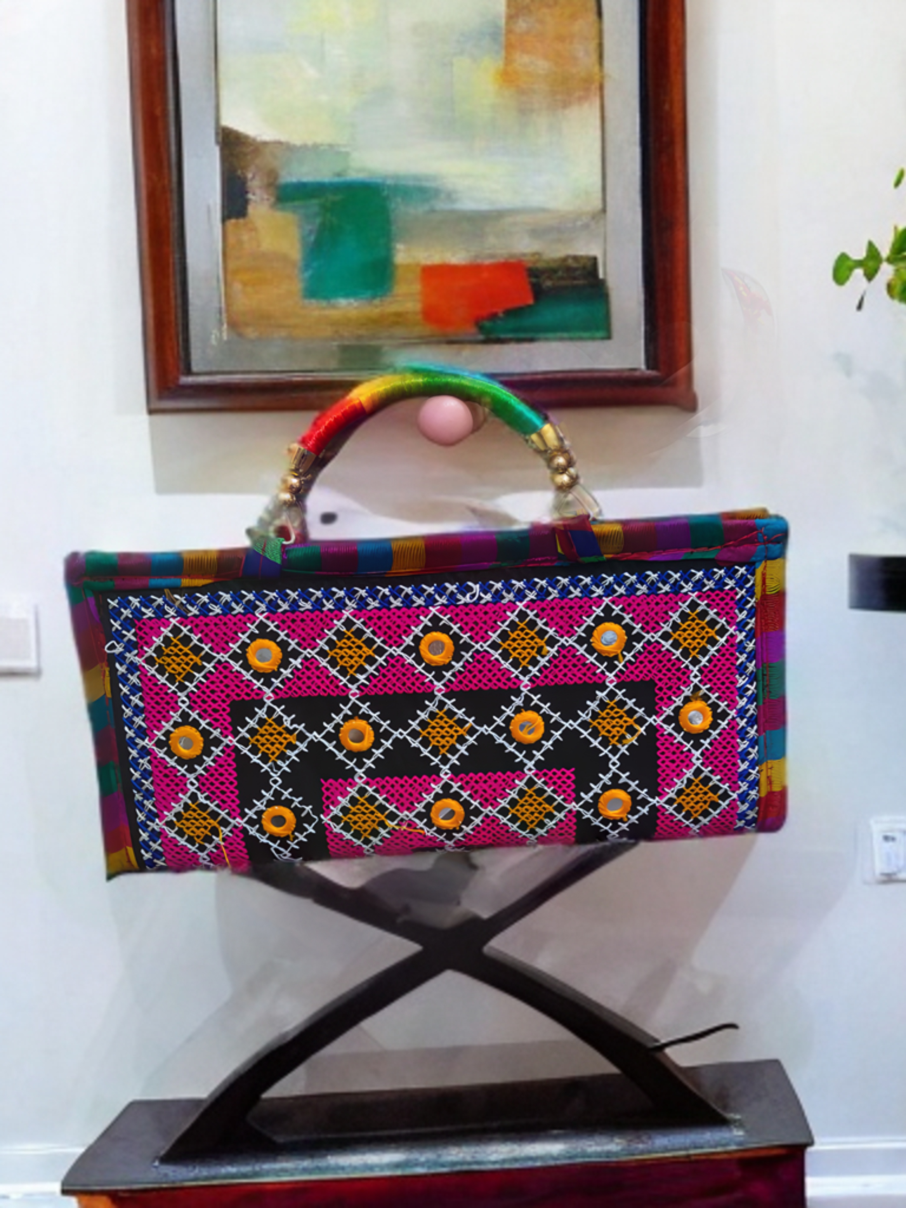 Handcrafted Kutchi Embroidered Clutch Handbag – Vibrance Edition
