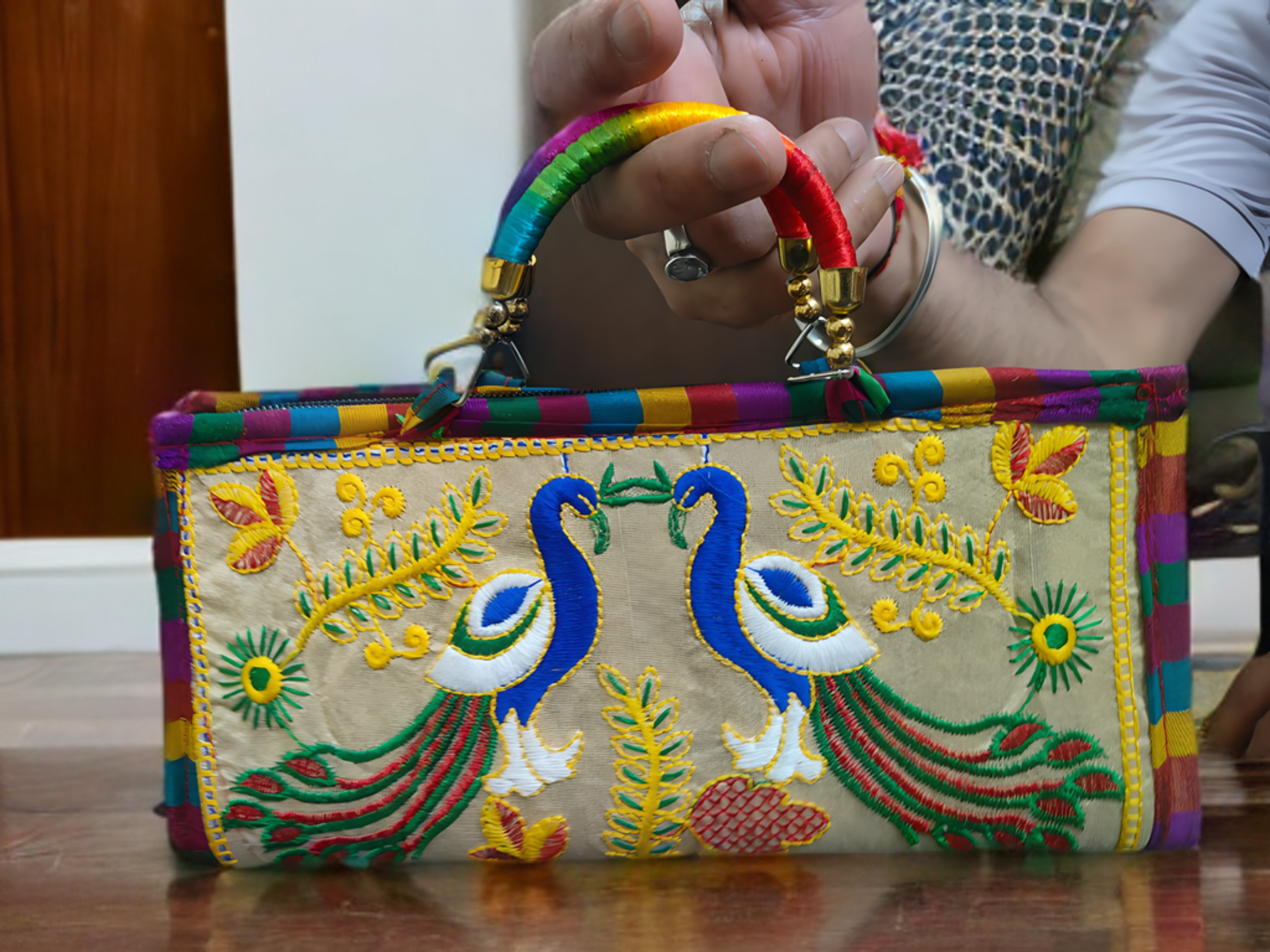Handcrafted Kutchi Embroidered Clutch Handbag – Vibrance Edition