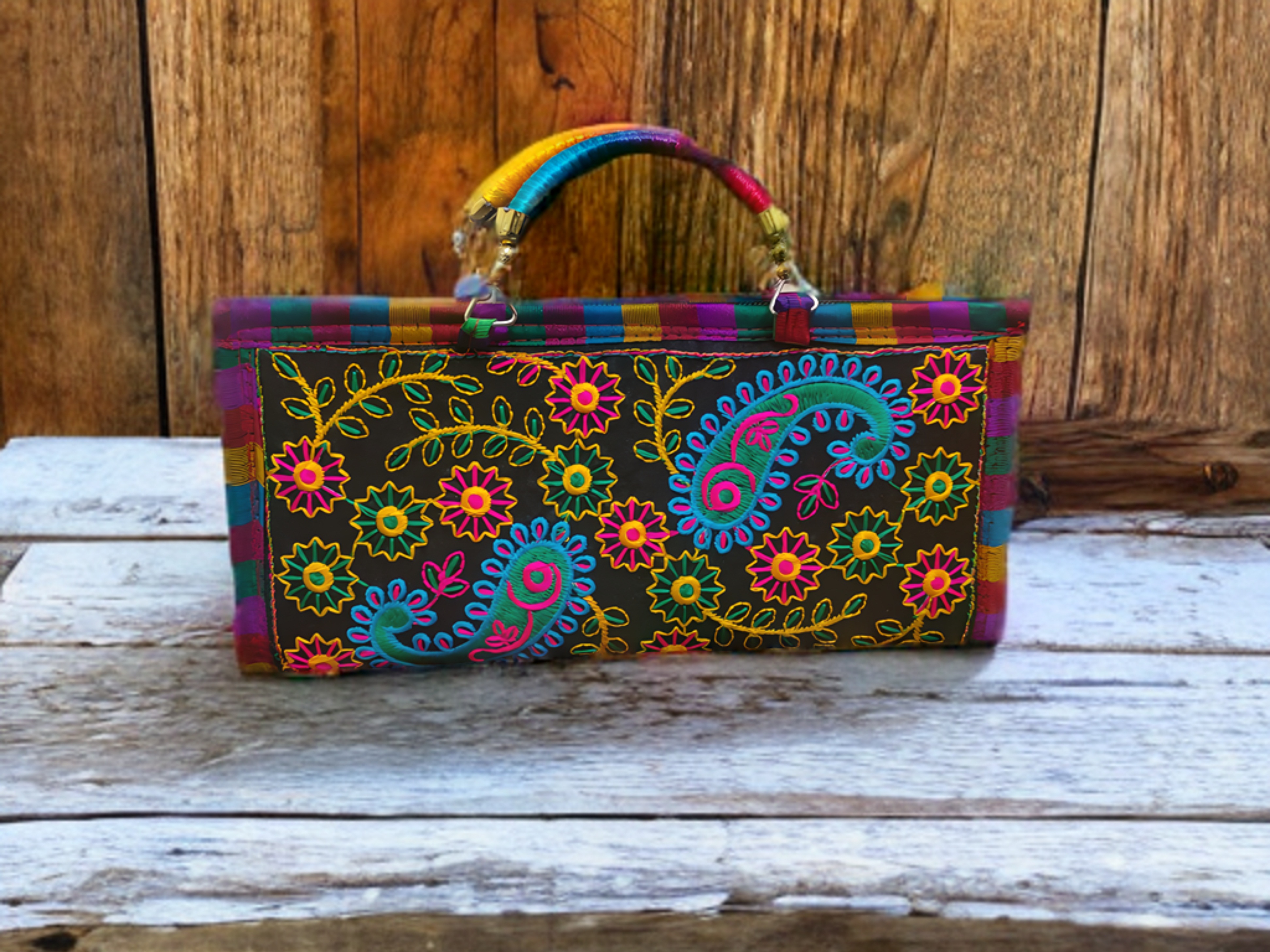 Handcrafted Kutchi Embroidered Clutch Handbag – Vibrance Edition