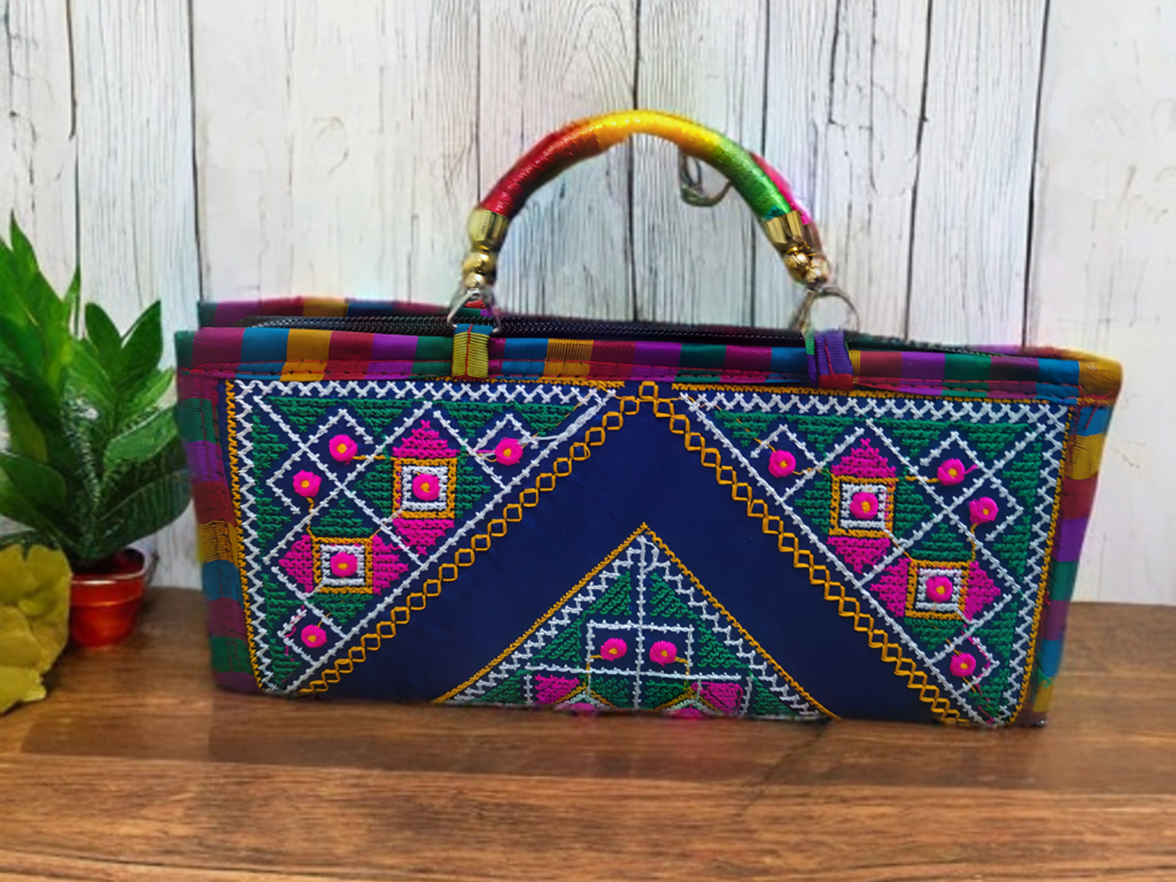 Handcrafted Kutchi Embroidered Clutch Handbag – Vibrance Edition