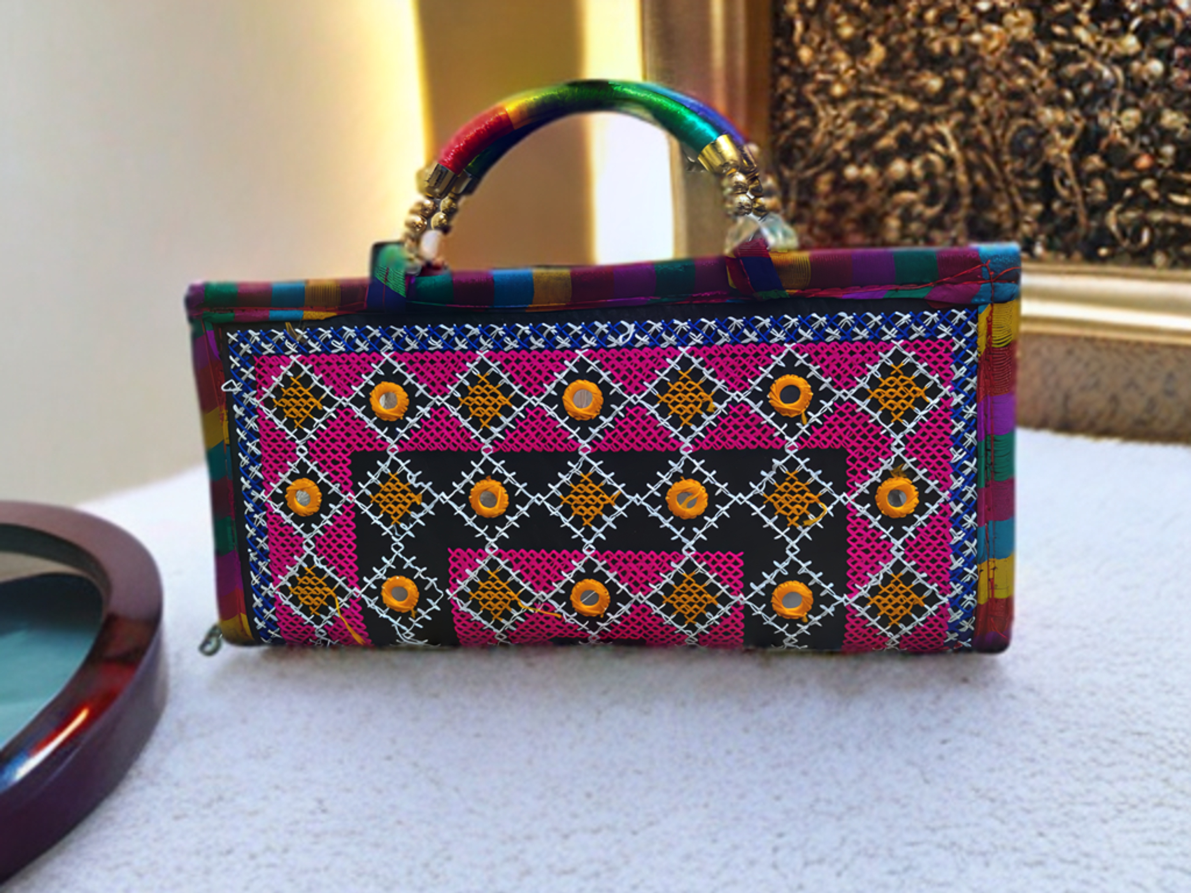 Handcrafted Kutchi Embroidered Clutch Handbag – Vibrance Edition