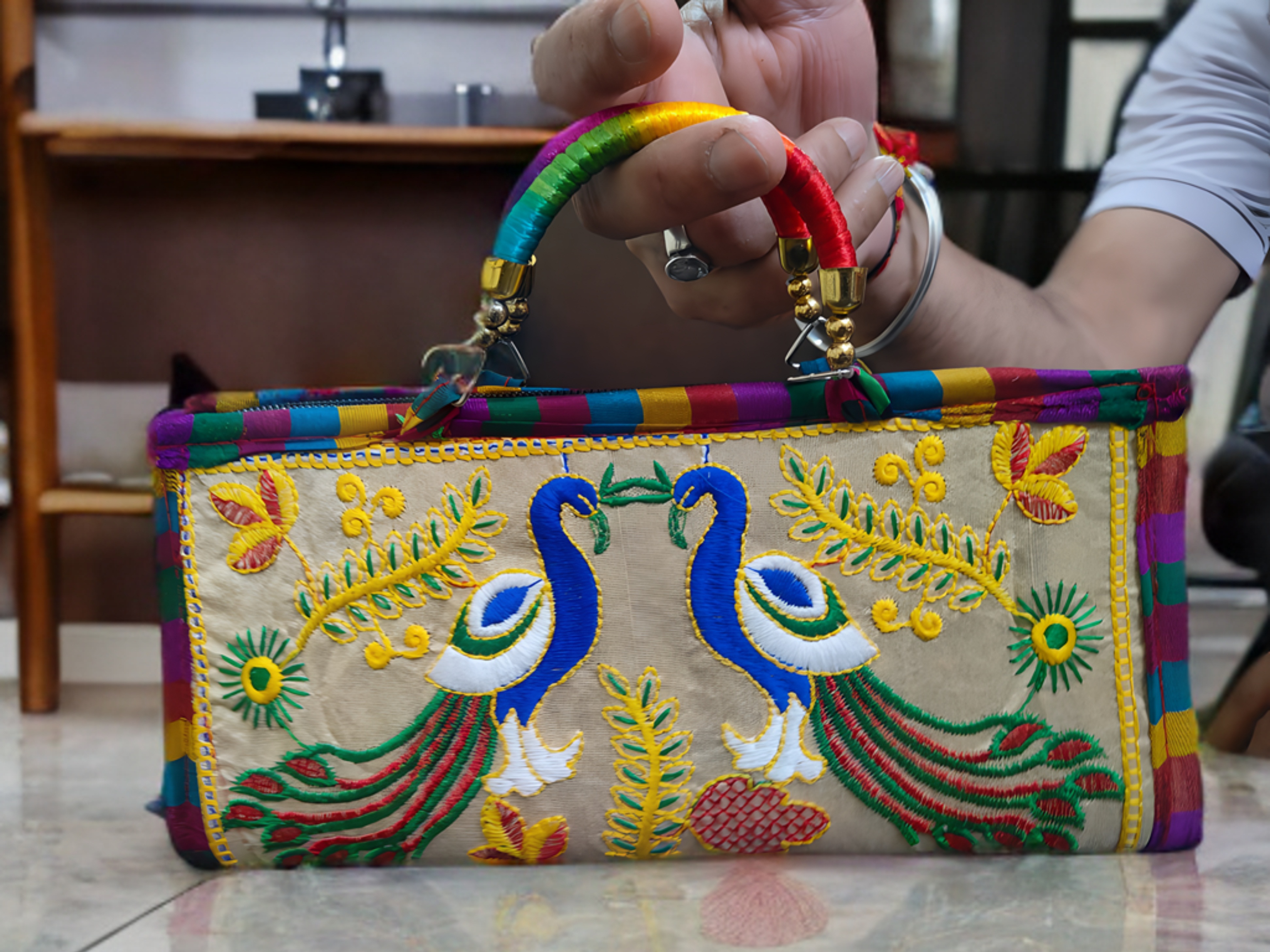 Handcrafted Kutchi Embroidered Clutch Handbag – Vibrance Edition