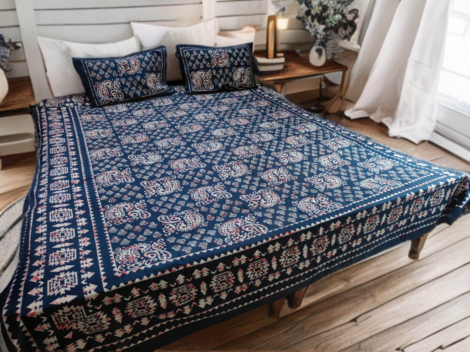 PURE COTTON JAIPUR HAND BLOCK PRINT DOUBLE BEDSHEET SET