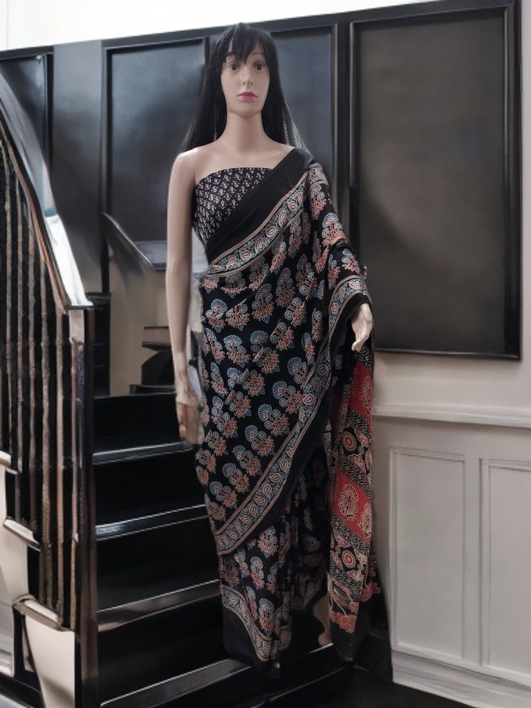 Ajrakh Modal Silk Saree