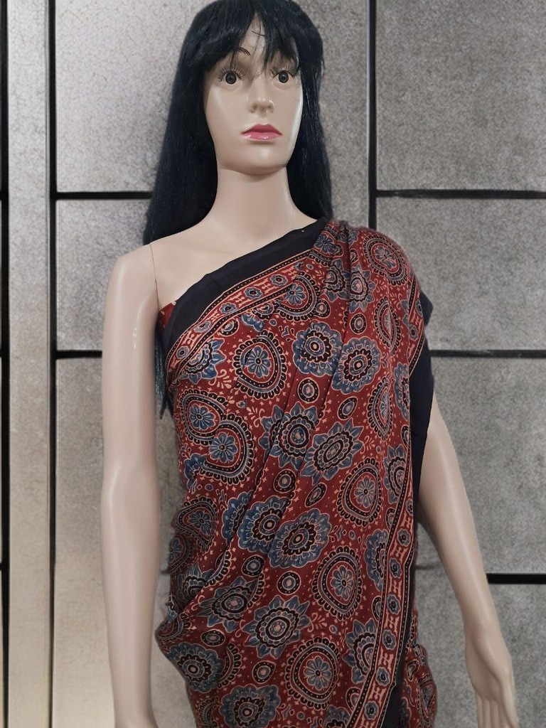 Ajrakh Modal Silk Saree
