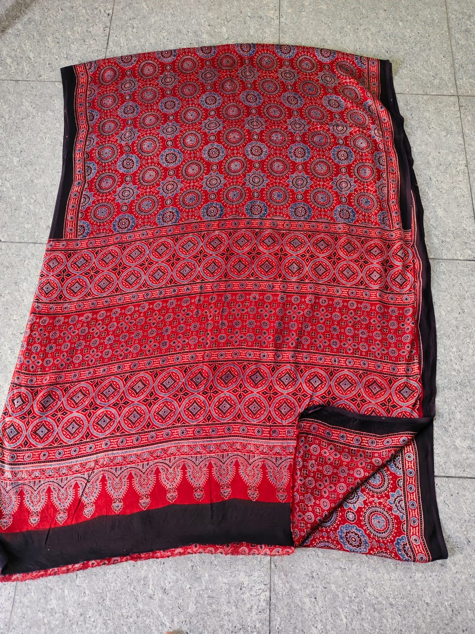 Ajrakh Modal Silk Saree