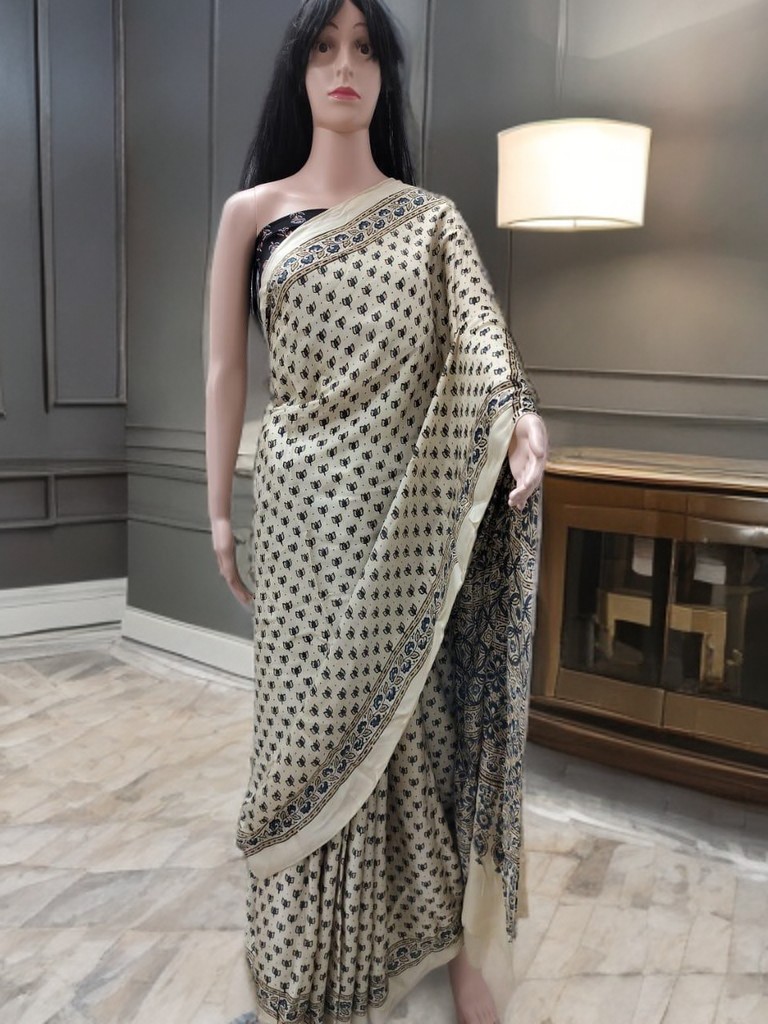 Ajrakh Modal Silk Saree