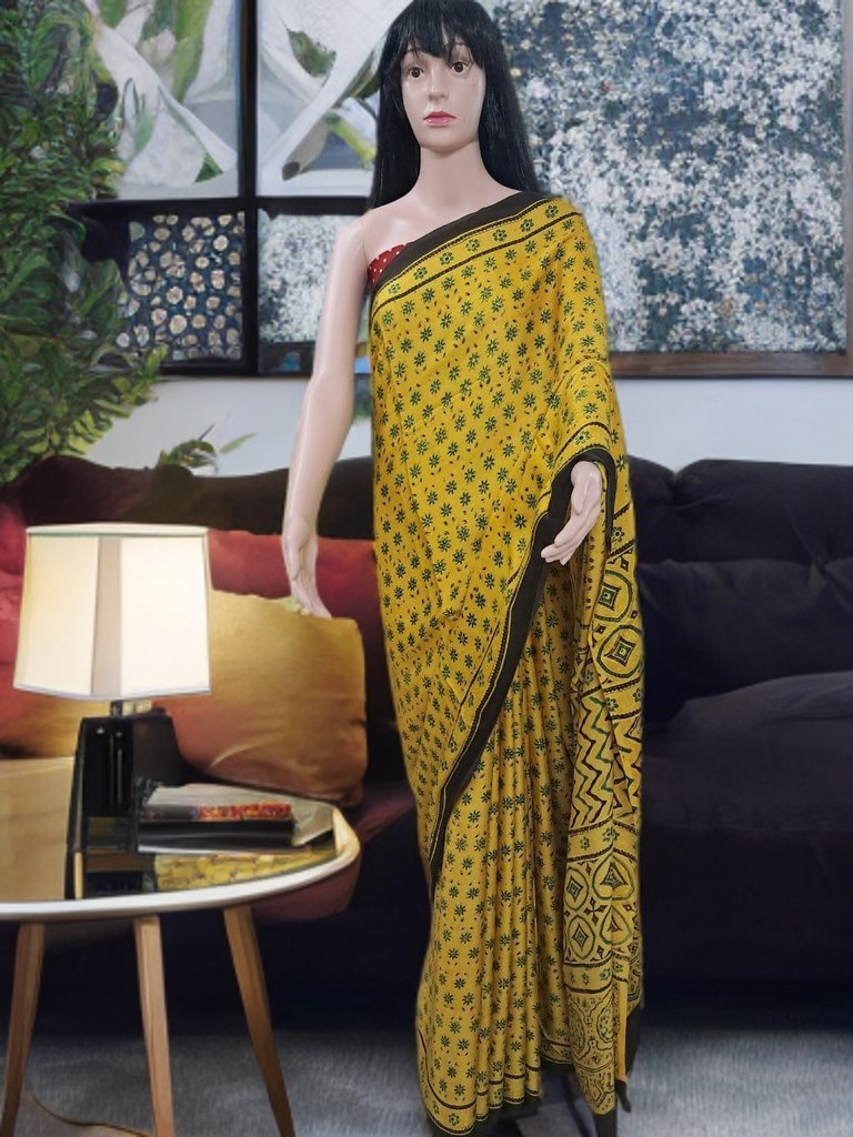Ajrakh Modal Silk Saree