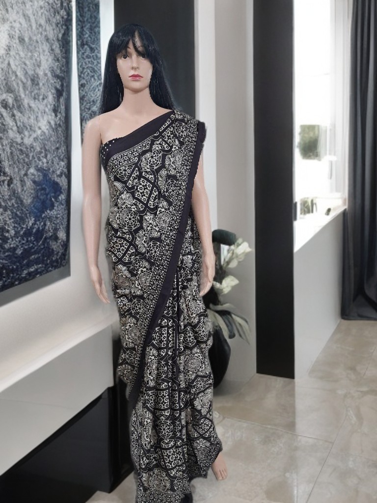 Ajrakh Modal Silk Saree