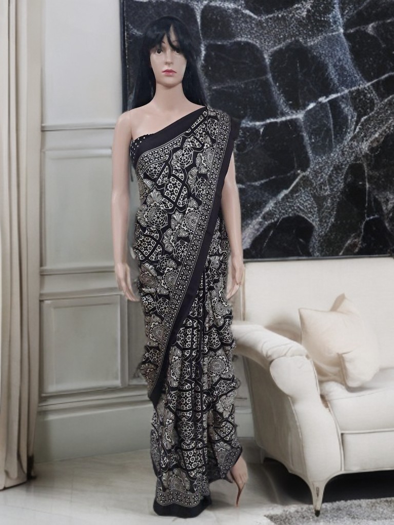 Ajrakh Modal Silk Saree