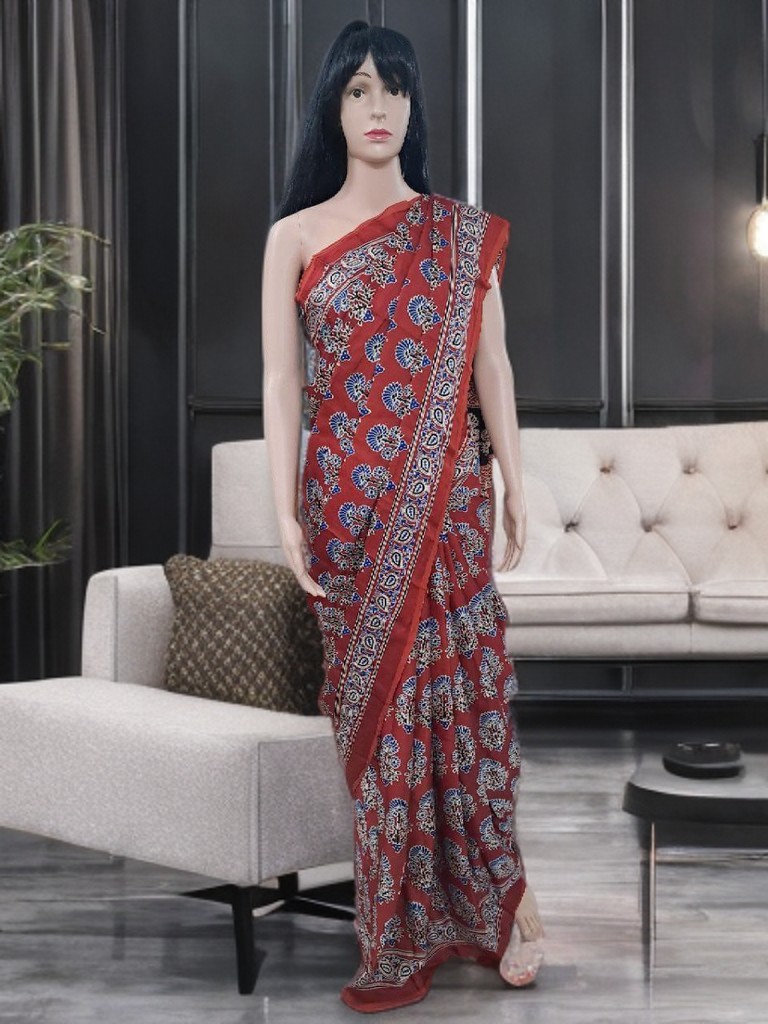 Ajrakh Modal Silk Saree