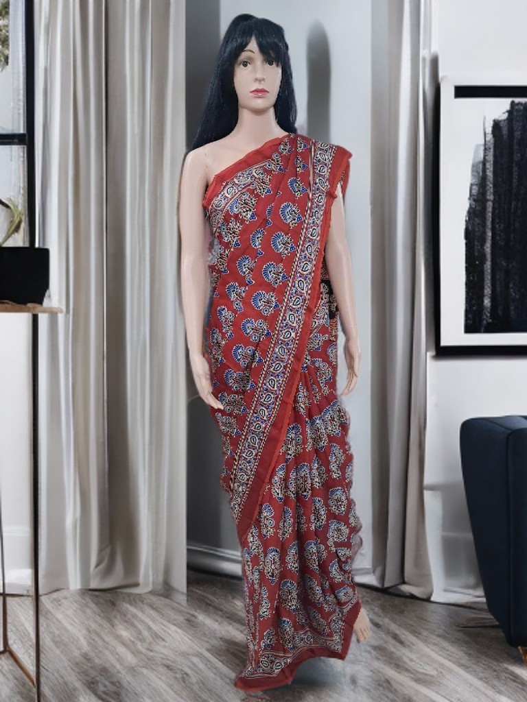 Ajrakh Modal Silk Saree