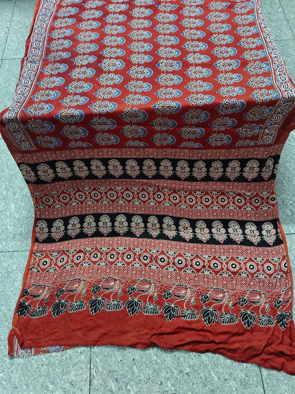 Ajrakh Modal Silk Saree