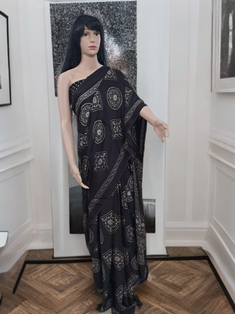 Ajrakh Modal Silk Saree