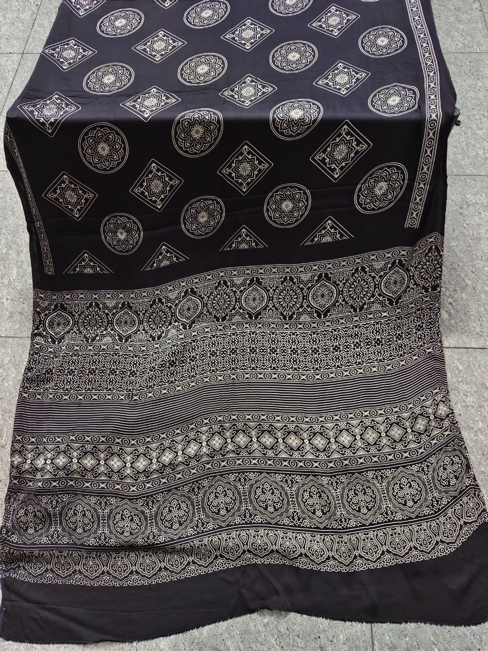 Ajrakh Modal Silk Saree
