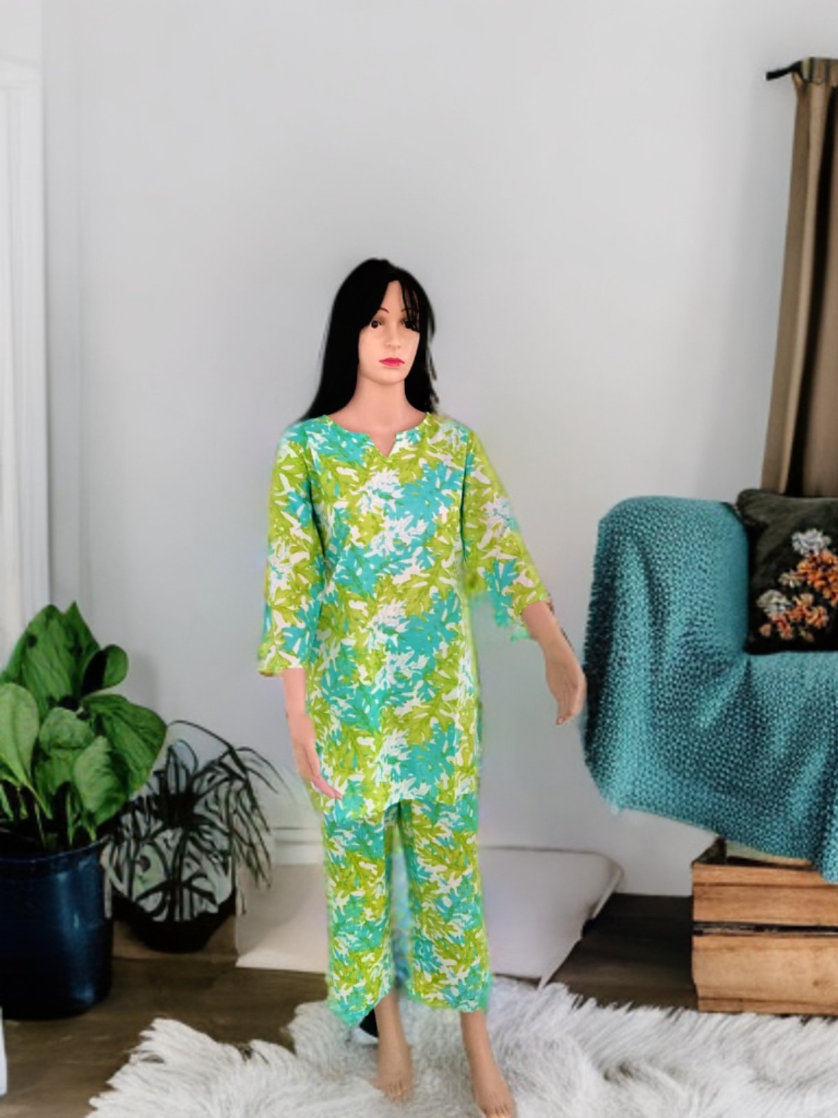 CO-ORD SET SEA GREEN AND WHITE