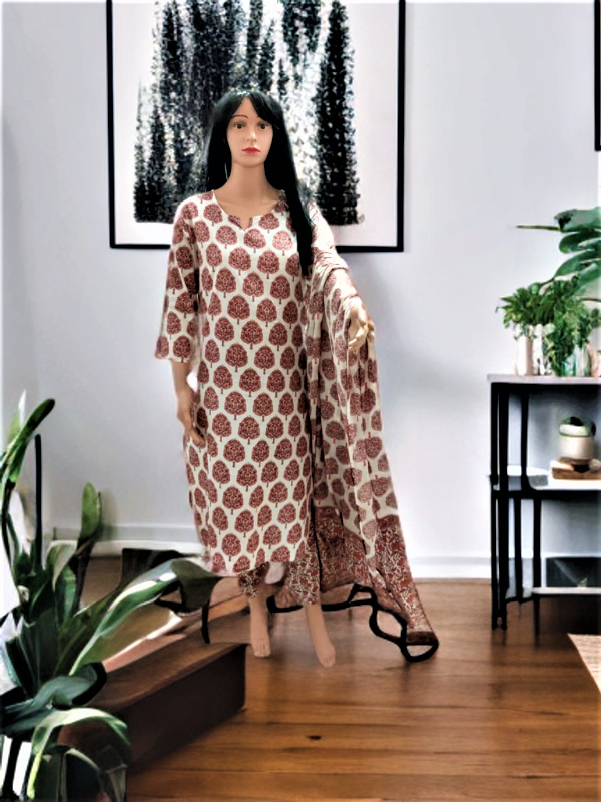 SUIT WITH DUPATTA – WHITE AND ONION PINK