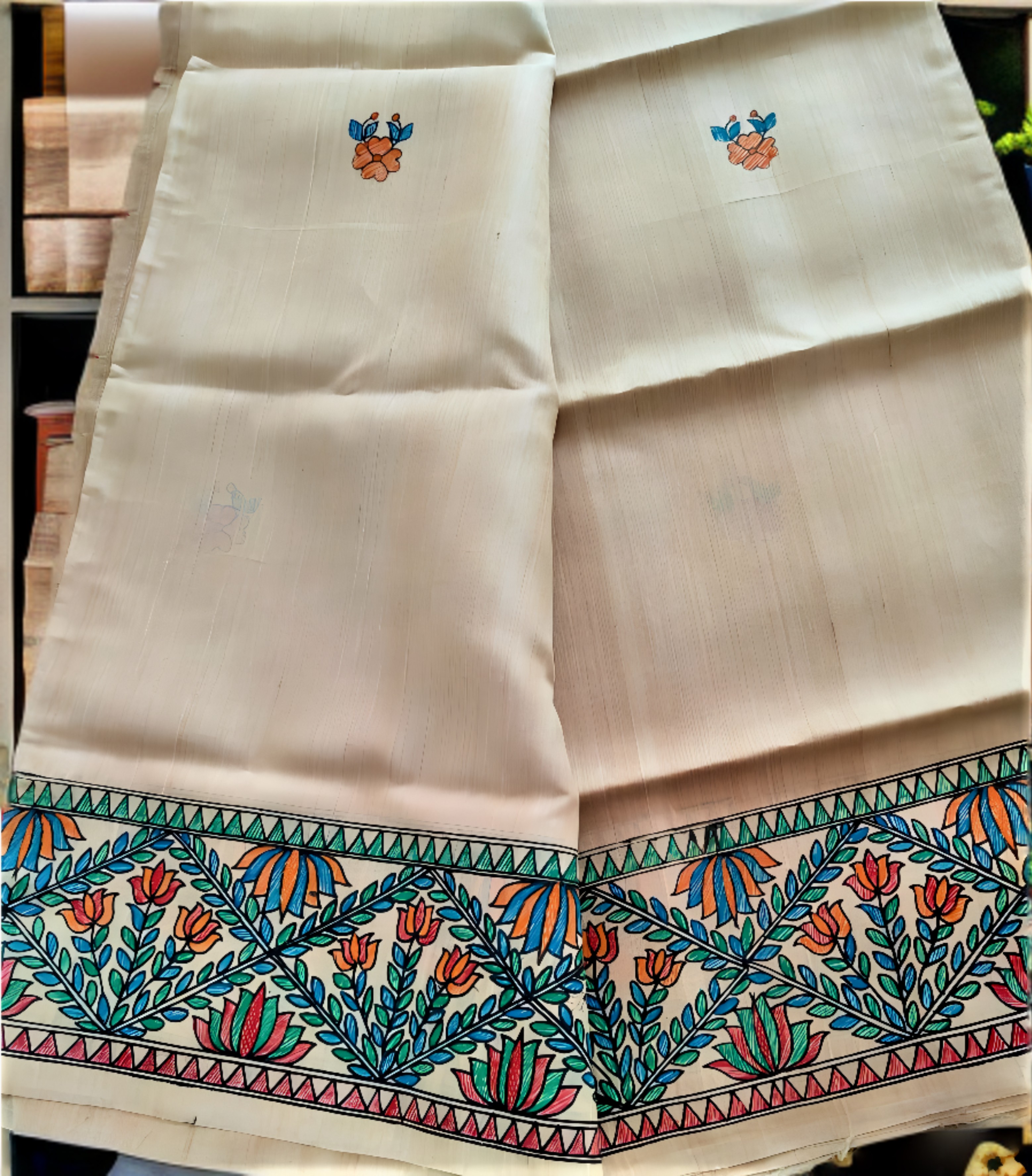 BHAGALPURI SILK SAREE WITH MADHUVANI HAND PAINTING