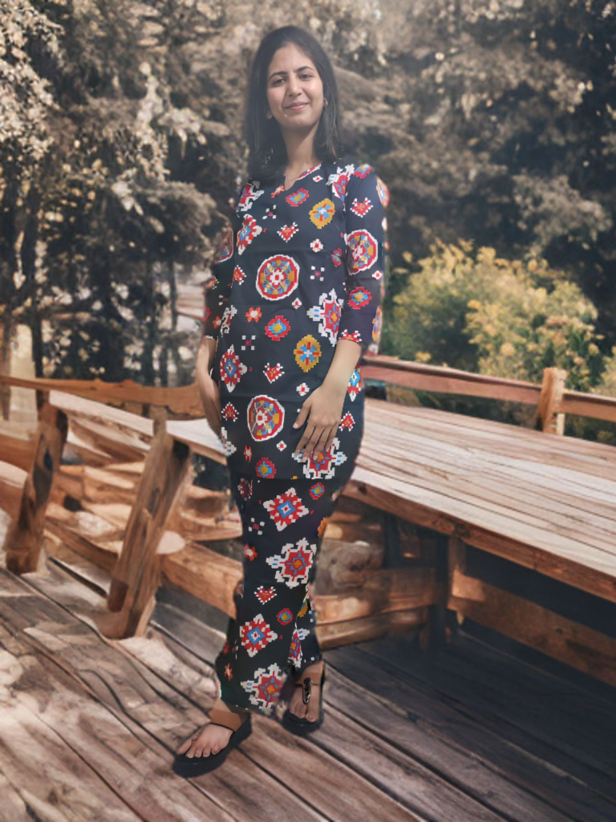 CO-ORD SET BLACK WITH DESIGN