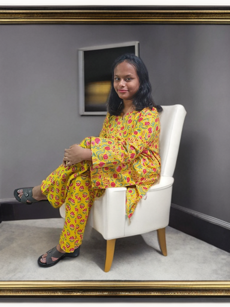 CO-ORD SET YELLOW  WITH MOTIFS