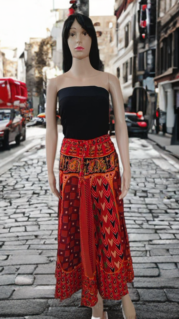 Rangrekha Jaipuri Cotton Skirt – A Riot of Reds, A Rhythm of Roots