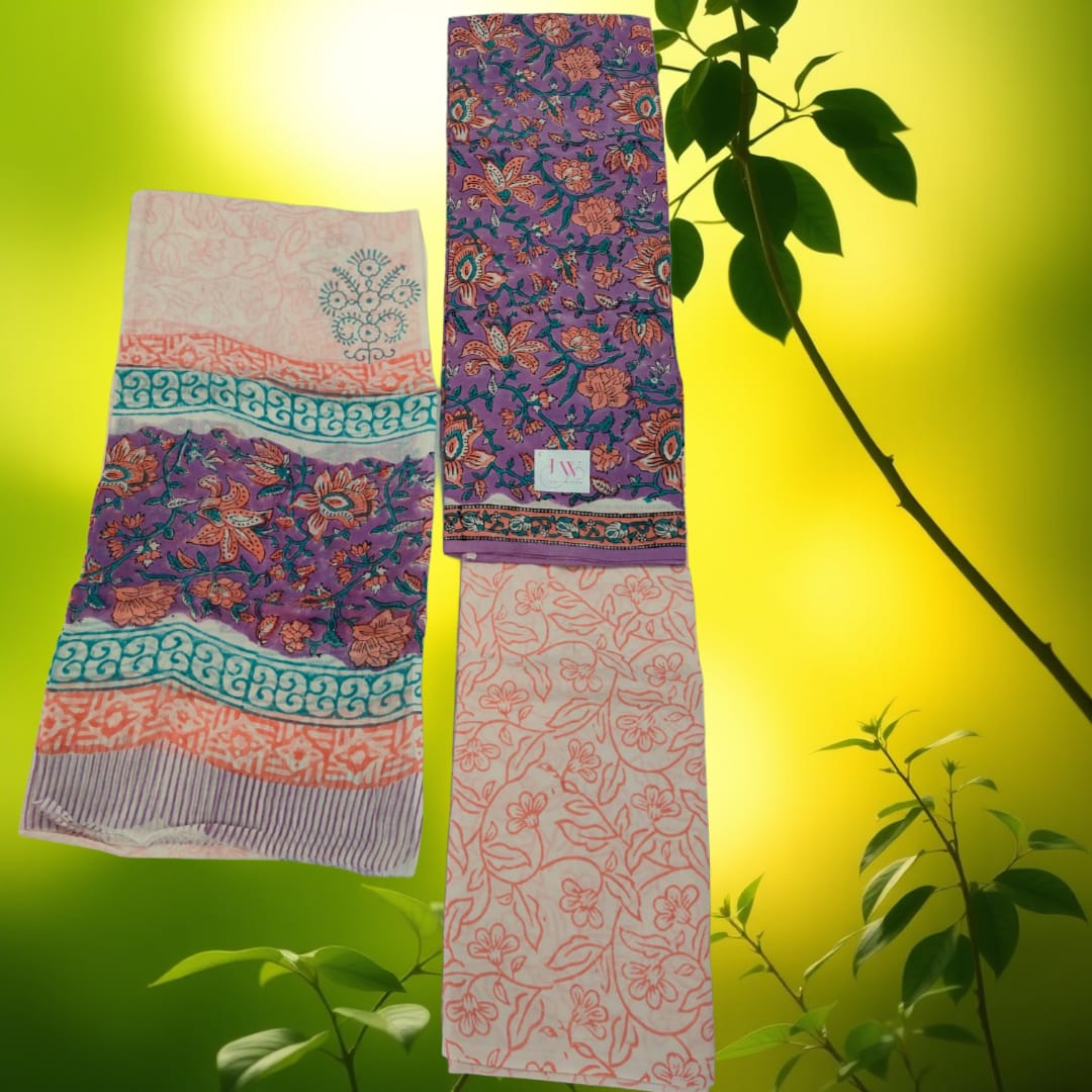 Sanganeri Symphony Cotton Suit Set – “Where Flowers Bloom on Fabric”