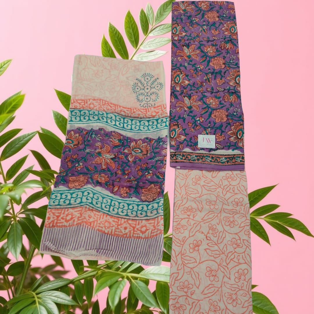 Sanganeri Symphony Cotton Suit Set – “Where Flowers Bloom on Fabric”
