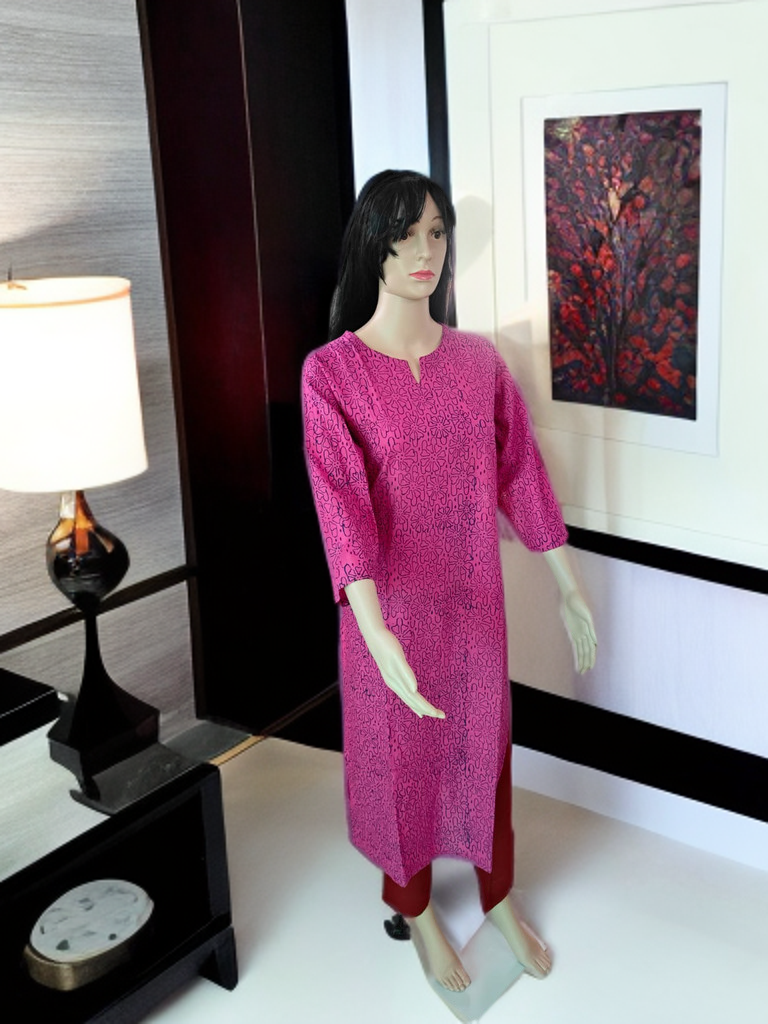 “Gulmor Grace” – Jaipuri Sanganeri Handblock Cotton Kurta