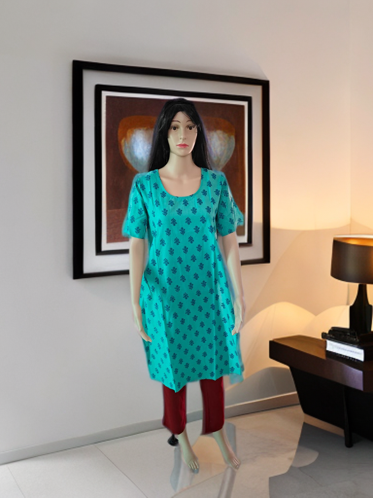 “Neel Tara” – Jaipuri Sanganeri Handblock Kurta