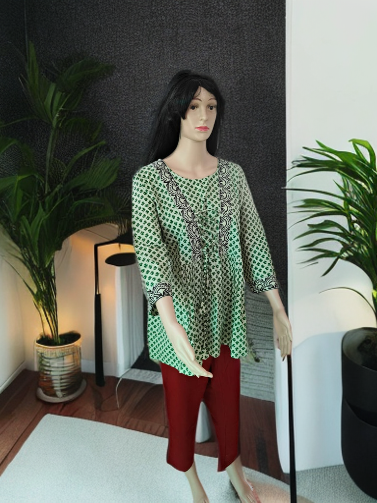 “Leher” – Jaipuri Handblock Peplum Kurta