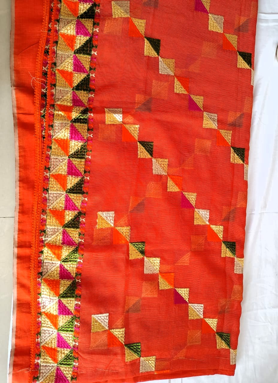 Phulkari Cotton Suit Set – “Threads of Fire, Embroidered with Tradition”