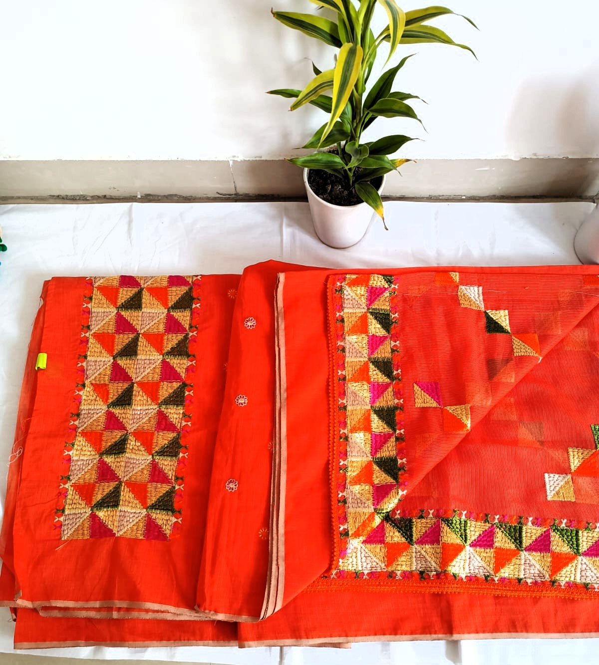 Phulkari Cotton Suit Set – “Threads of Fire, Embroidered with Tradition”