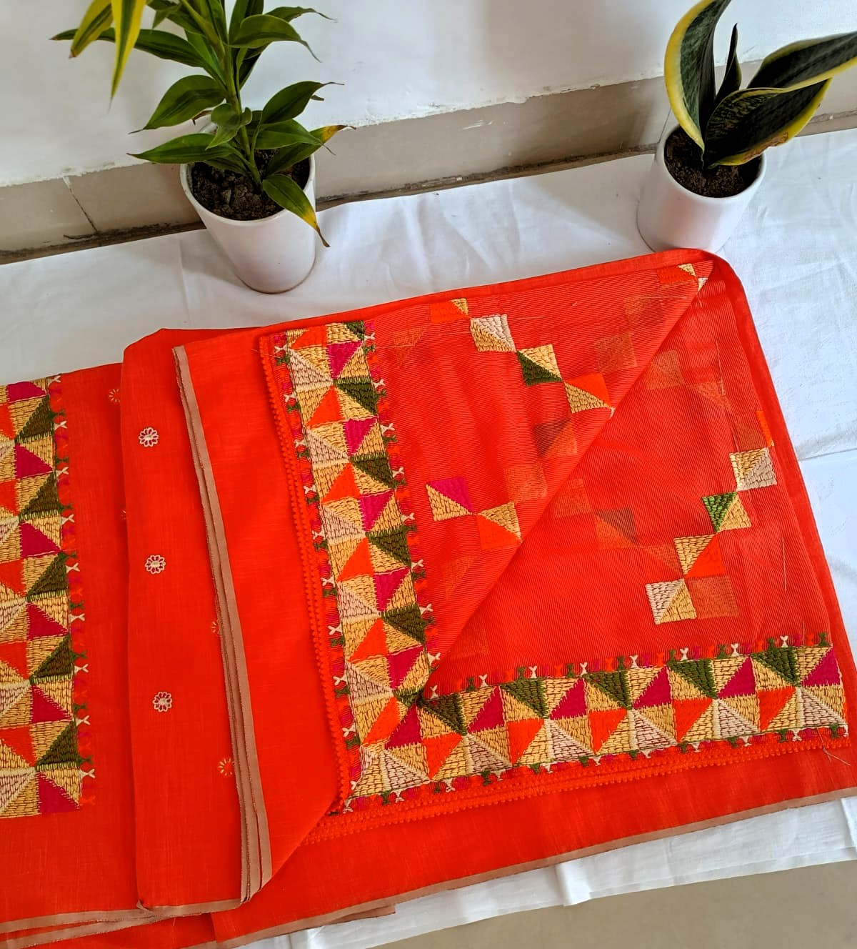 Phulkari Cotton Suit Set – “Threads of Fire, Embroidered with Tradition”
