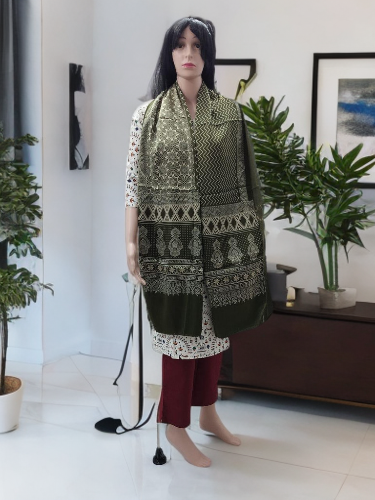 Ajrakh Modal Silk Stole