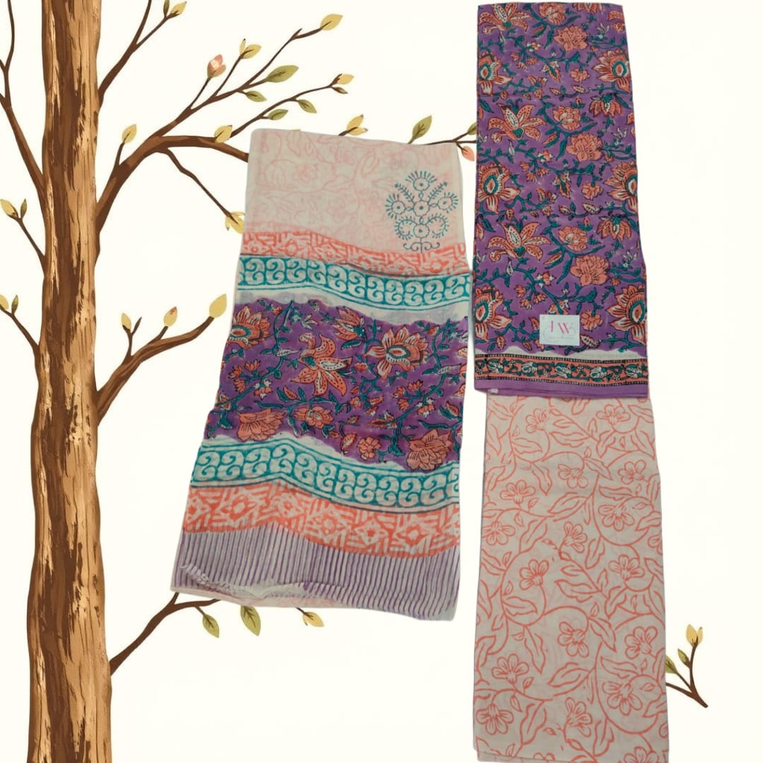 Sanganeri Symphony Cotton Suit Set – “Where Flowers Bloom on Fabric”
