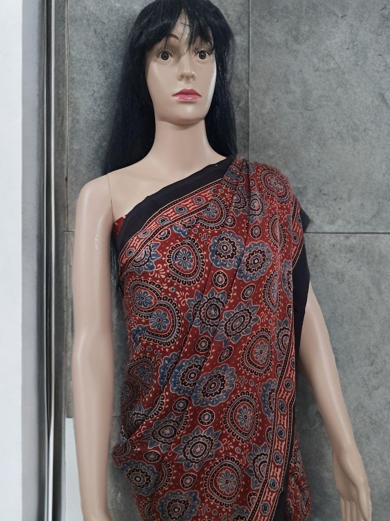 Ajrakh Modal Silk Saree