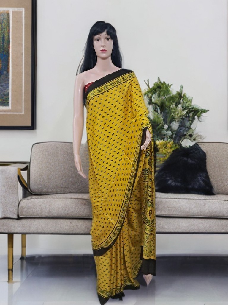 Ajrakh Modal Silk Saree