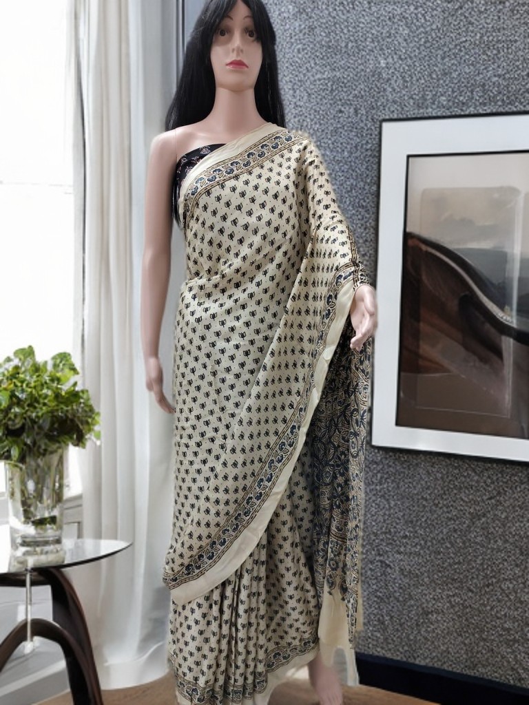 Ajrakh Modal Silk Saree