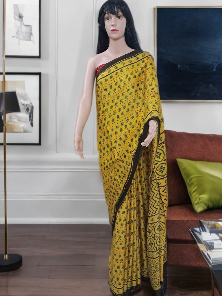Ajrakh Modal Silk Saree