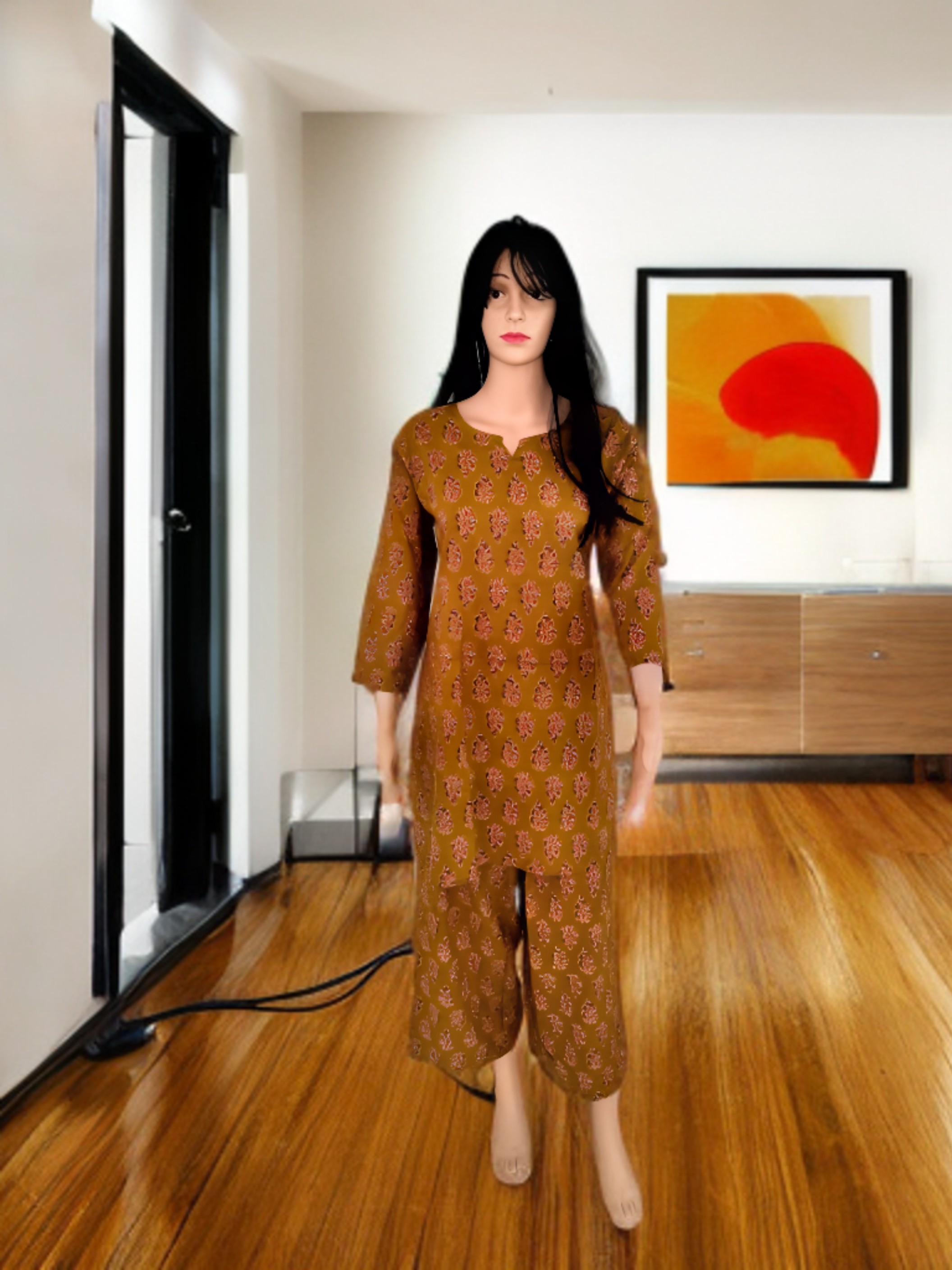 CO-ORD SET DARK BROWN - FLORAL