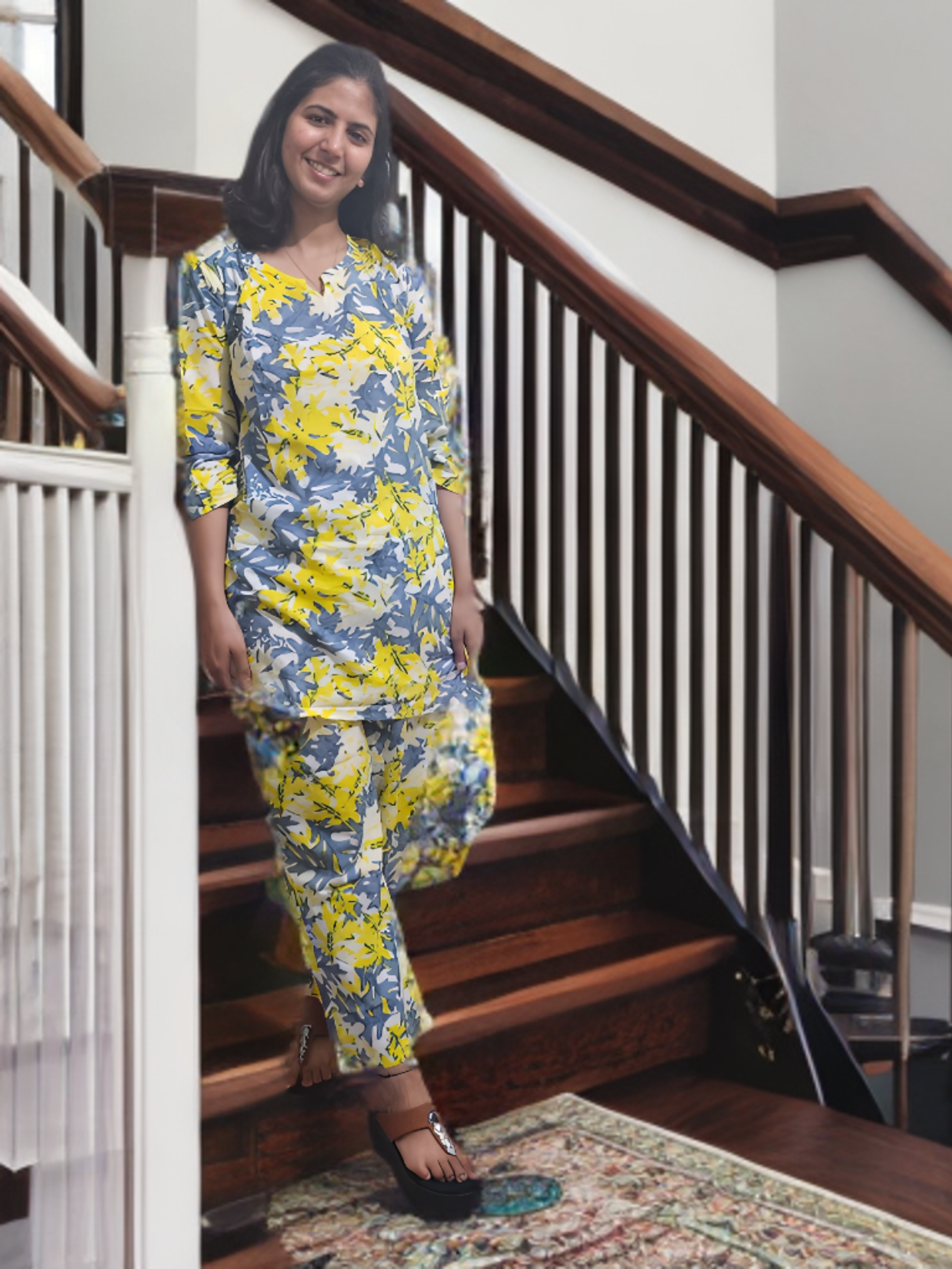 CO-ORD SET YELLOW WHITE & GREY 