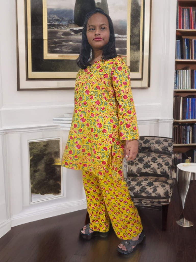 CO-ORD SET YELLOW  WITH MOTIFS