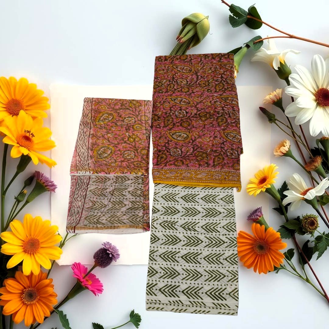 Phoolkari Kota Doria Suit Set – A Whiff of Roses, A Weave of Grace