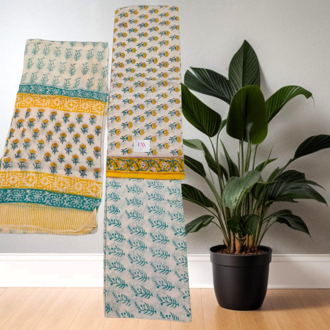 Gulbano Sanganeri Cotton Suit Set – “Sunlight in Threads, Tradition in Bloom”