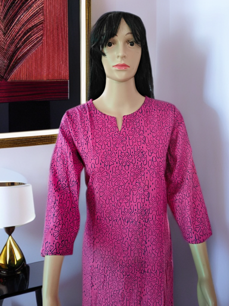 “Gulmor Grace” – Jaipuri Sanganeri Handblock Cotton Kurta